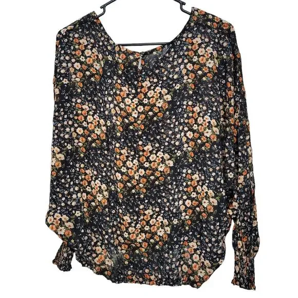 Hayden Luca Dolman V-Neck  Floral Print Sheer Long Sleeve Top Blouse Women Sz S - Picture 9 of 9